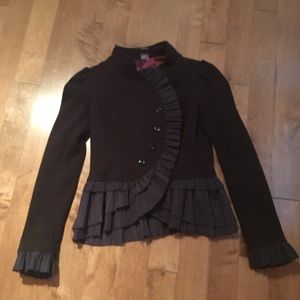Free People Military Ruffle Jacket